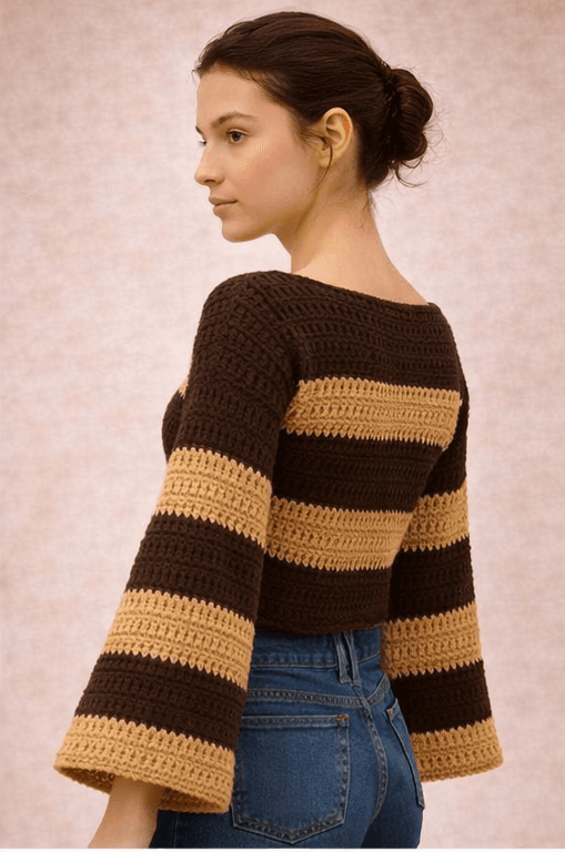 Handmade Crochet Long Sleeve Crop Top thumbnail 2