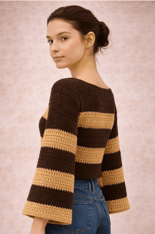 Handmade Crochet Long Sleeve Crop Top thumbnail 3