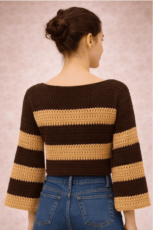 Handmade Crochet Long Sleeve Crop Top thumbnail 4