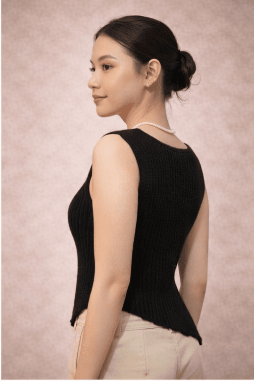 Handmade Crochet Black Top (Side Design) thumbnail 2