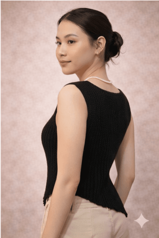 Handmade Crochet Black Top (Side Design) thumbnail 3