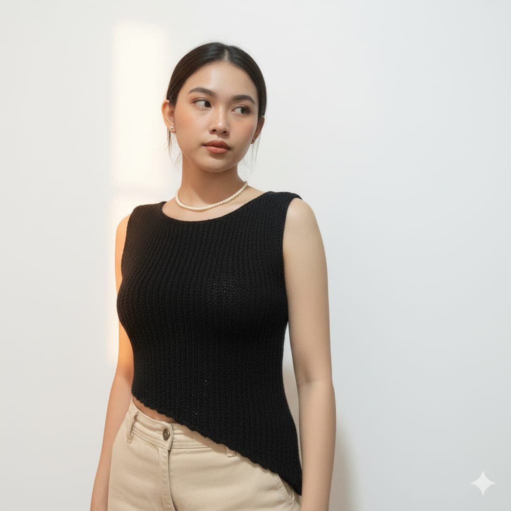 Handmade Crochet Black Top (Side Design) thumbnail 5