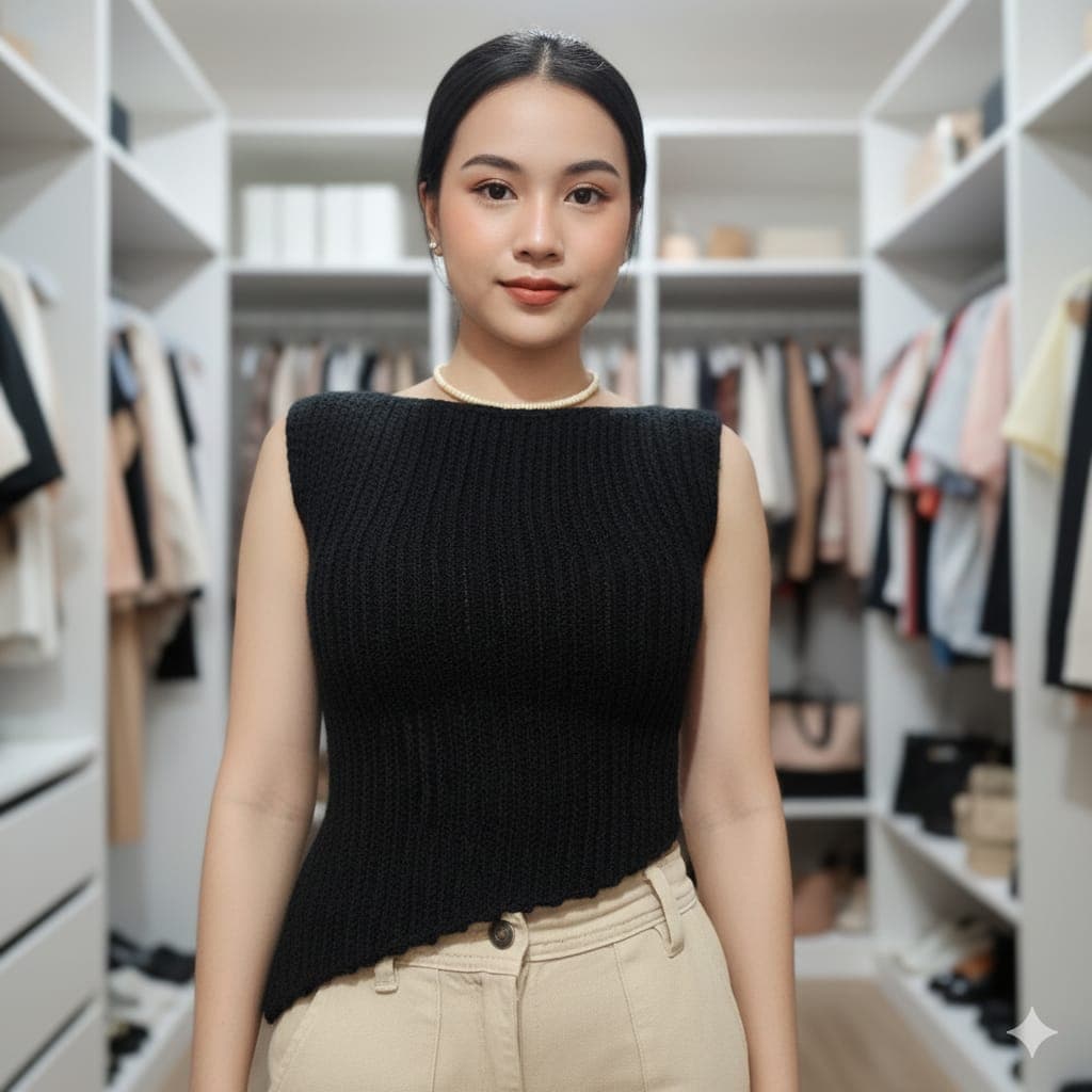 Handmade Crochet Black Top (Side Design) thumbnail 7