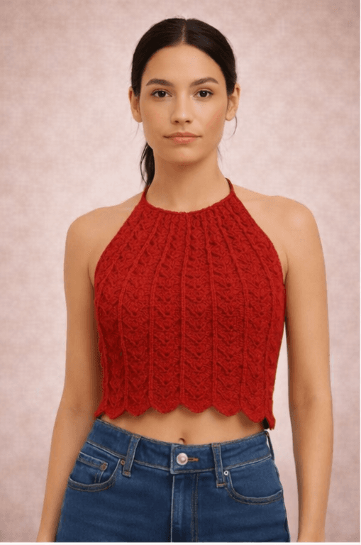 Handmade Crochet Backless Top (Maroon)